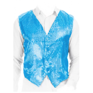 70s Costume Light Blue Sequin Vest - Mens Disco Costumes